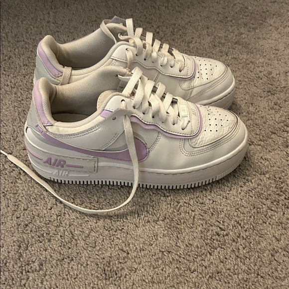 Nike Air Force 1 White with Purple Accents – Women’s Size 6.5 - Picture 3 of 13